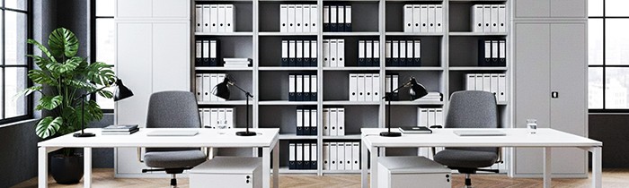 Regał metalowy zamknięty RZ – inteligentny fundament nowoczesnego biura